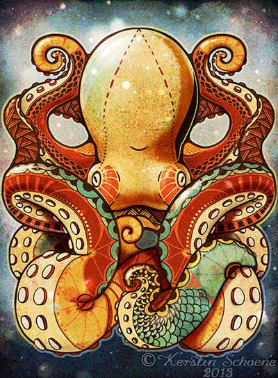 Kerstin Schoene, the sea monster, wildlife, tattoo, pattern, zentangle,