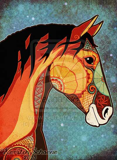 Kerstin Schoene, the horse, wildlife, tattoo, pattern,